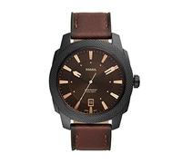 Fossil Herren-Armbanduhr, 49 mm, Quarz, Edelstahl und Öko-Leder, 3-Zeiger-Armbanduhr, Farbe: Schwarz, Braun (Modell: FS5972), Braun, One Size, Datumsanzeige, Eco-Leder