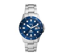 FOSSIL Herren-Armbanduhr mit DREI Zeigern, Blauer Quarz, Edelstahl, Farbe: silberfarben/Blauer Kegel (Modell: FS6029), Silber, One Size, Blau