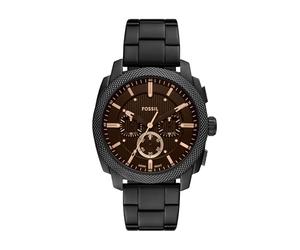 Fossil Herren-Chronograph aus Edelstahl, Schwarzes Armband, 44MM