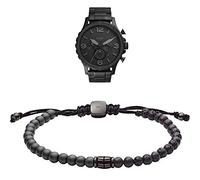 Fossil Herren Chronograph Quarz Uhr mit Edelstahl Armband JR1401 Herren-Seilarmbadn Edelstahl Hämatit JF03008793