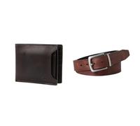 FOSSIL Herren Derrick Braunes Leder Portemonnaie und Parker Gürtel, Set