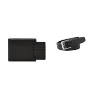 FOSSIL Herren Derrick Schwarzes Leder Portemonnaie und Joe Gürtel, Set