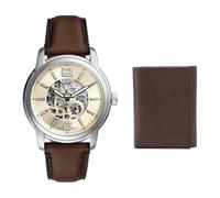 Fossil Herren Everett Braune Leder-Uhr und Ingram Geldbörse, Set