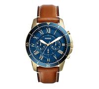 Fossil Herren Grant Sport Chronograph Uhr mit Lederband, Gold, Braun, Eine Größe, Chronograph