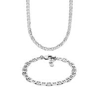 Fossil Herren Heritage Silber-Ton Edelstahl Halskette und Armband, Set