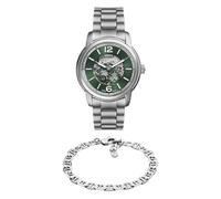 Fossil Herren Heritage Silber-Ton Edelstahl-Uhr und Armband, Set