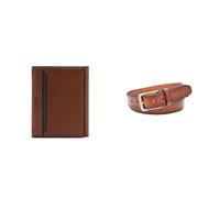 FOSSIL Herren Huntington Braunes Leder Portemonnaie und Griffin Gürtel, Set