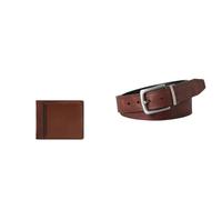FOSSIL Herren Huntington Braunes Leder Portemonnaie und Parker Gürtel, Set