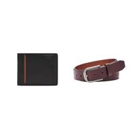 FOSSIL Herren Huntington Schwarzes Leder Portemonnaie und Samson Brauner Gürtel, Set
