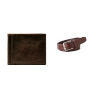 FOSSIL Herren Ingram Braunes Leder Portemonnaie und Joe Gürtel, Set