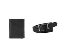 FOSSIL Herren Ingram Schwarzes Leder Portemonnaie und Brandon Gürtel, Set
