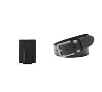 FOSSIL Herren Ingram Schwarzes Leder Portemonnaie und Jay Gürtel, Set