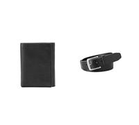 FOSSIL Herren Ingram Schwarzes Leder Portemonnaie und Joe Gürtel, Set