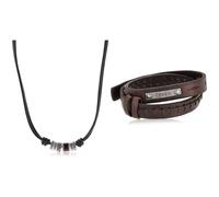 Fossil Herren Kette Leder & Herrenarmband Doppelwickel in braun, JF87354040