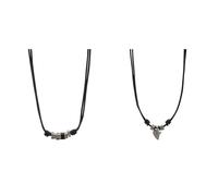 Fossil Herren Kette Leder & Herrenschmuck aus edelstahl, 42cm + 5cm Verlängerung, Anhänger: 15 x 13 mm