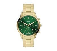 Fossil Herren Quarzuhr Neutra aus Edelstahl und Leder Chronograph, Gold/Grün, 44MM, Neutra