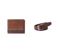 FOSSIL Herren Quinn Braunes Leder Portemonnaie und Joe Gürtel, Set