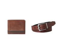 FOSSIL Herren Quinn Braunes Leder Portemonnaie und Parker Gürtel, Set
