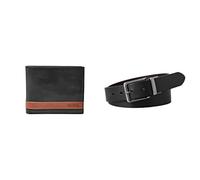 FOSSIL Herren Quinn Schwarzes Leder Portemonnaie und Brandon Gürtel, Set