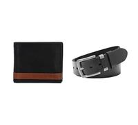 FOSSIL Herren Quinn Schwarzes Leder Portemonnaie und Jay Gürtel, Set