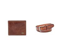 FOSSIL Herren Ryan Braunes Leder Portemonnaie und Griffin Gürtel, Set