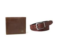 FOSSIL Herren Ryan Braunes Leder Portemonnaie und Parker Gürtel, Set