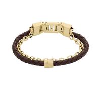 Armband FOSSIL "HARLOW LINEAR, JF04556040, JF04555710" Armbänder Gr. Edelstahl-Leder, braun (gelbgoldfarben, braun) Fossil aus Edelstahl + Leder (30898067-0)