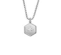 Kette mit Anhänger FOSSIL "SUTTON MOTIVS WINDROSE, JF04618040" Halsketten Gr. Edelstahl, silberfarben (edelstahlfarben) Damen Ketten mit Anhänger (38684008-0)