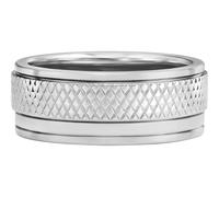 Fossil Knox Herren-Ring Edelstahl silber ohne Edelsteine JF0476804010, Edelstahl, Kein Edelstein