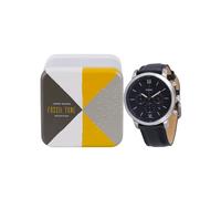 Fossil Neutra uhr für Herren, Chronographenwerk mit Edelstahl- oder Lederarmband, Schwarz und Silberton, 44MM