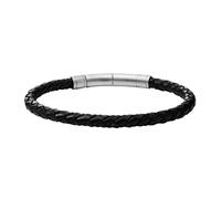 Fossil JF00510 Herren Armband Edelstahl Leder schwarz 22,5 cm