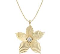 Kette mit Anhänger FOSSIL "Schmuck Geschenk Edelstahl Halskette Blume Sutton", gelbgoldfarben, kristallweiß, Halsketten, Damen, Edelstahl, L: 71 B: 1,5mm, mit Glasstein, B:1,5mm (99309033-0) gelbgoldf