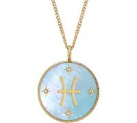 Fossil Kette Edelstahl gold, hellblau, Fische Damen