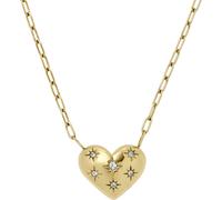 Fossil Halskette Sadie JF04856710 Damen Edelstahl Herz-Anhänger Karabinerverschluss Safran-Gold