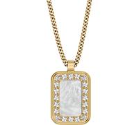 Kette mit Anhänger FOSSIL "Raquel", gold (gelbgoldfarben, kristallweiß, perlmuttfarben), Halsketten, Damen, Edelstahl, L: 45,5, mit Glasstein - mit Perlmutt (20094318-0) gelbgoldfarben, kristallweiß,