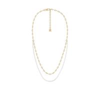 Kette ohne Anhänger FOSSIL "Schmuck Geschenk Metall Halskette Layering Heritage", gold (gelbgoldfarben, weiß), Halsketten, Damen, Metall Nylon Perlen, L: 45,5 B: 3mm, Metall, Nylon, Perlen, mit Süßwas