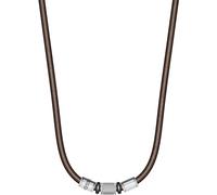 Kette mit Anhänger FOSSIL "Machine", braun (edelstahlfarben, braun, schwarz), Halsketten, Herren, Edelstahl Kautschuk Leder, L: 56, Edelstahl, Kautschuk, Leder (56767407-0) edelstahlfarben, braun, sch