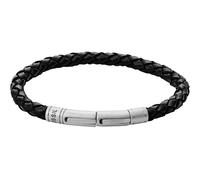 Fossil JF00510 Herren Armband Edelstahl Leder schwarz 22,5 cm