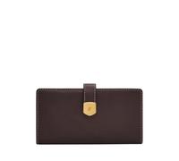 Fossil Lennox Leder oder Polyester Geldbörse für Damen Kakaobraun 17.15cm L × 1.91cm W × 8.89cm H