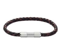 Armband FOSSIL "Schmuck Geschenk Edelstahl Leder KNOX", bunt (edelstahlfarben, schwarz, braun), Armbänder, Edelstahl-Leder, Edelstahl, Leder (46505729-0) edelstahlfarben, schwarz, braun