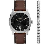Fossil Herren Analog Quarz Uhr mit Leder Armband FS6081SET
