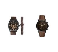 Fossil Machine Uhr für Herren, Chronographenwerk mit Edelstahl- oder Lederarmband, Dunkelbraun, 42MM & Townsman Uhr für Herren, Chronographenwerk mit Edelstahl- oder Lederarmband, Hellbraun, 44MM
