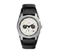 Fossil Machine uhr für Herren, Chronographenwerk mit Edelstahl- oder Lederarmband, Schwarz und Silberton, 42MM