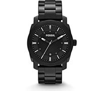 Fossil Machine Uhr für Herren, Quarzwerk mit Edelstahl- oder Lederarmband, Tiefschwarz, 42MM