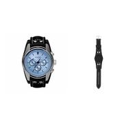 Fossil Men's Coachman Watch and Replaceable Strap, Black Leather, Set