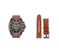 Fossil Men's Mega Chief Brown Watch and Replaceable Beige Strap, Leather Set