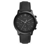 Fossil neutra chrono quarz schwarzem herren uhr mit schwarzem zifferblatt und leder armband one_size Schwarz