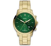 Fossil Chronograph Neutra FS6164 Herrenuhr – gelbgoldfarben, grün, Edelstahlarmband, Quarz