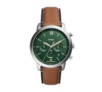 Fossil Neutra Herren Chronograph Uhr mit Edelstahl Armband oder Echtlederband, Silber/Grün, Braun, One Size, Neutra Herren