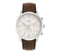 Fossil Neutra uhr für Herren, Chronographenwerk mit Edelstahl- oder Lederarmband, Braun und Weiß, 44MM